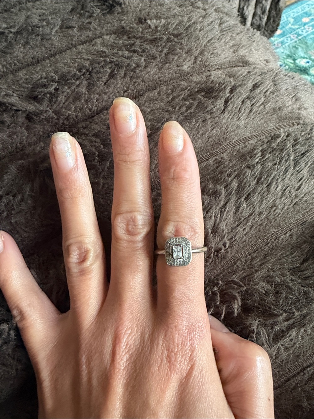 Sterling Silver Halo Engagement Ring with Clear Center Stone